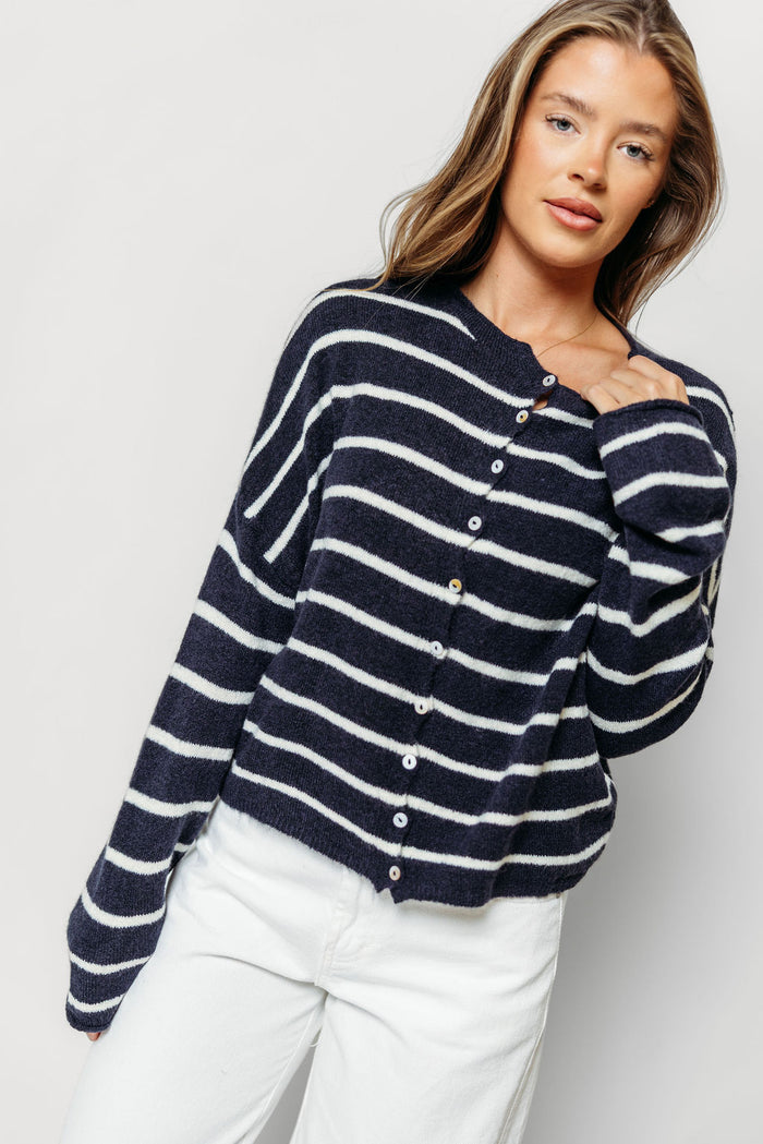 Piper Cabana Striped Cardigan in Midnight