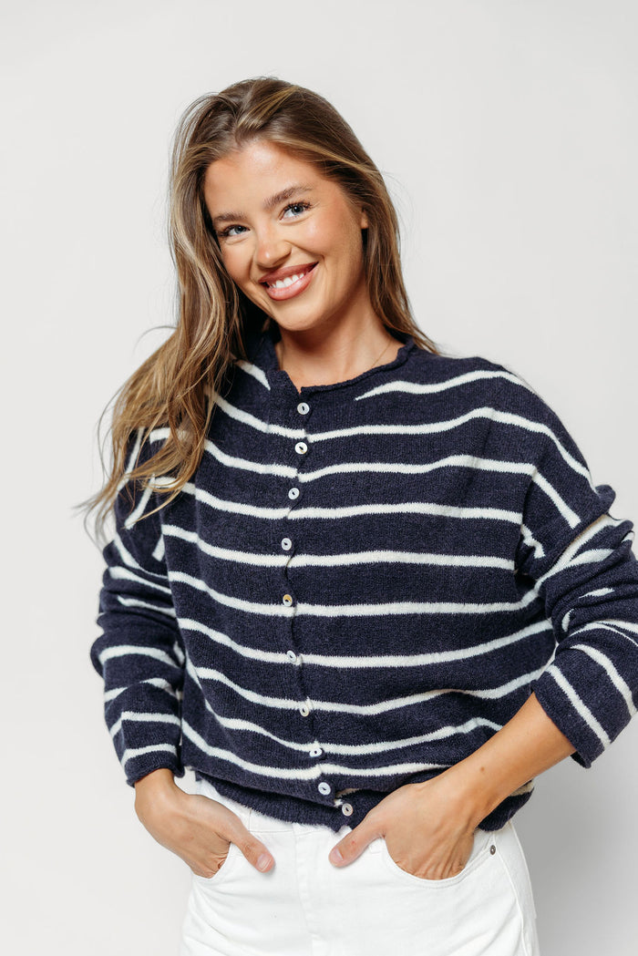 Piper Cabana Striped Cardigan in Midnight
