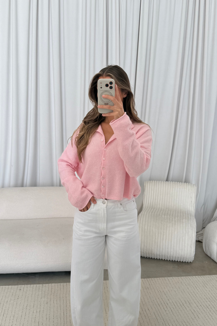 Piper Cardigan Top in Baby Pink