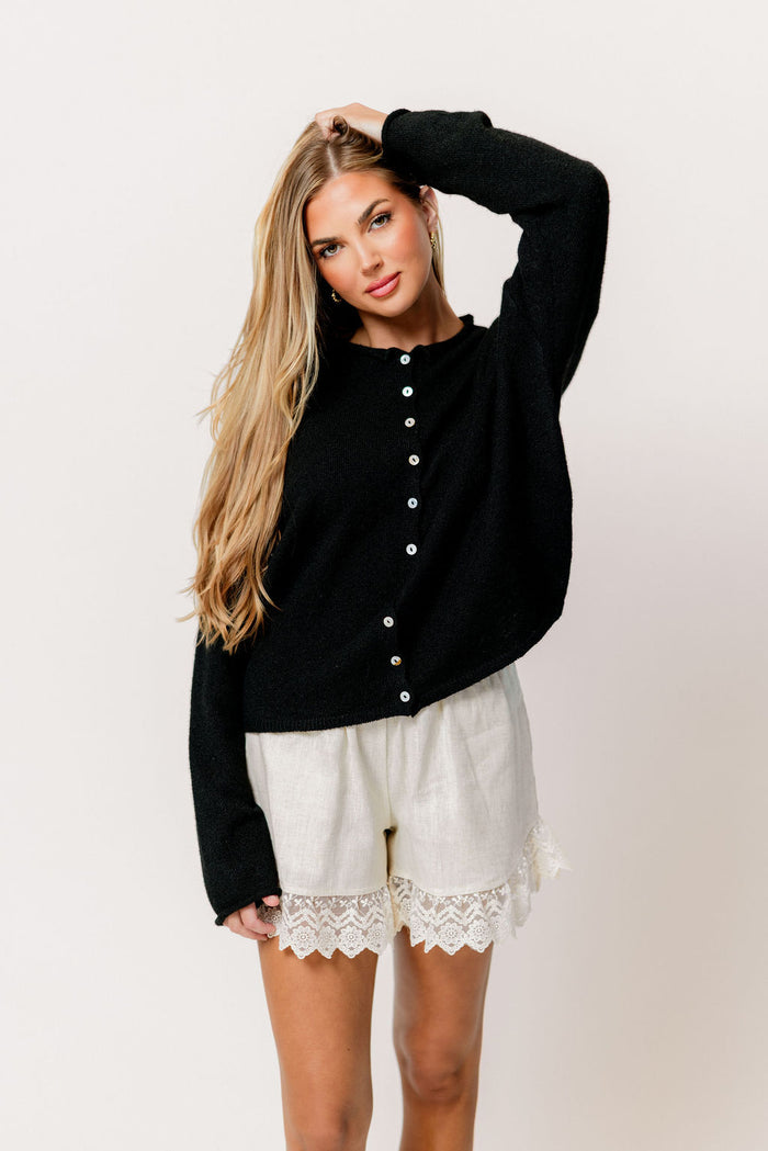 Piper Cardigan Top in Black
