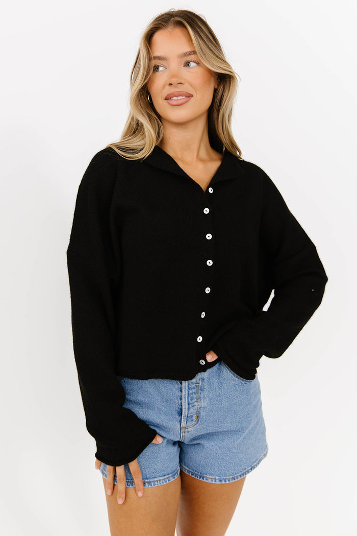 Piper Cardigan Top in Black