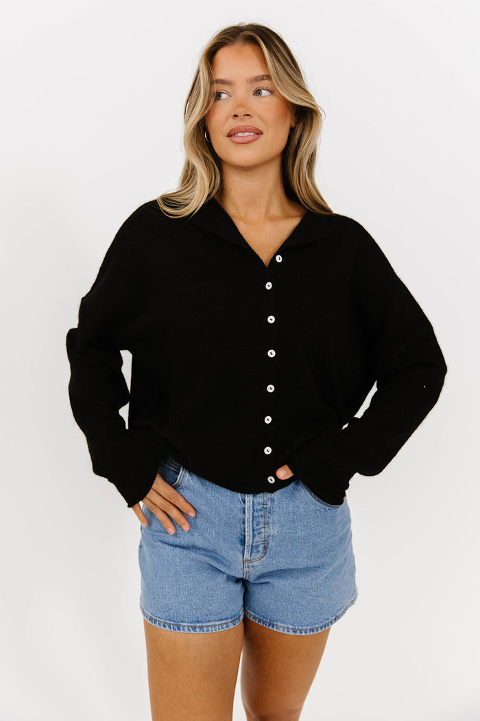 Piper Cardigan Top in Black