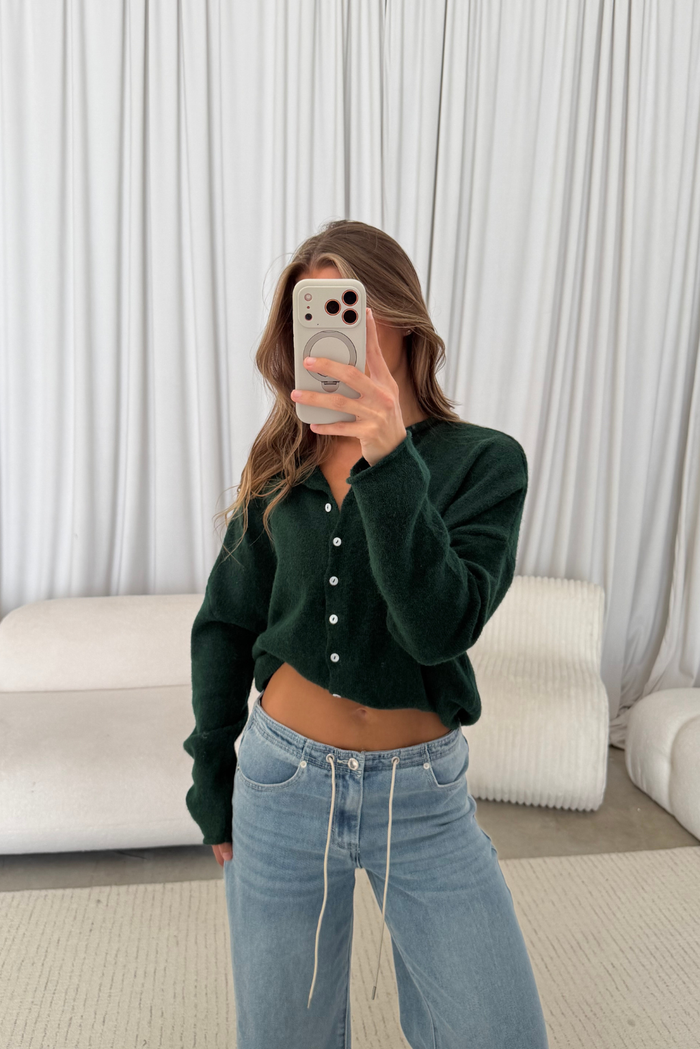 Piper Cardigan Top in Forest Green