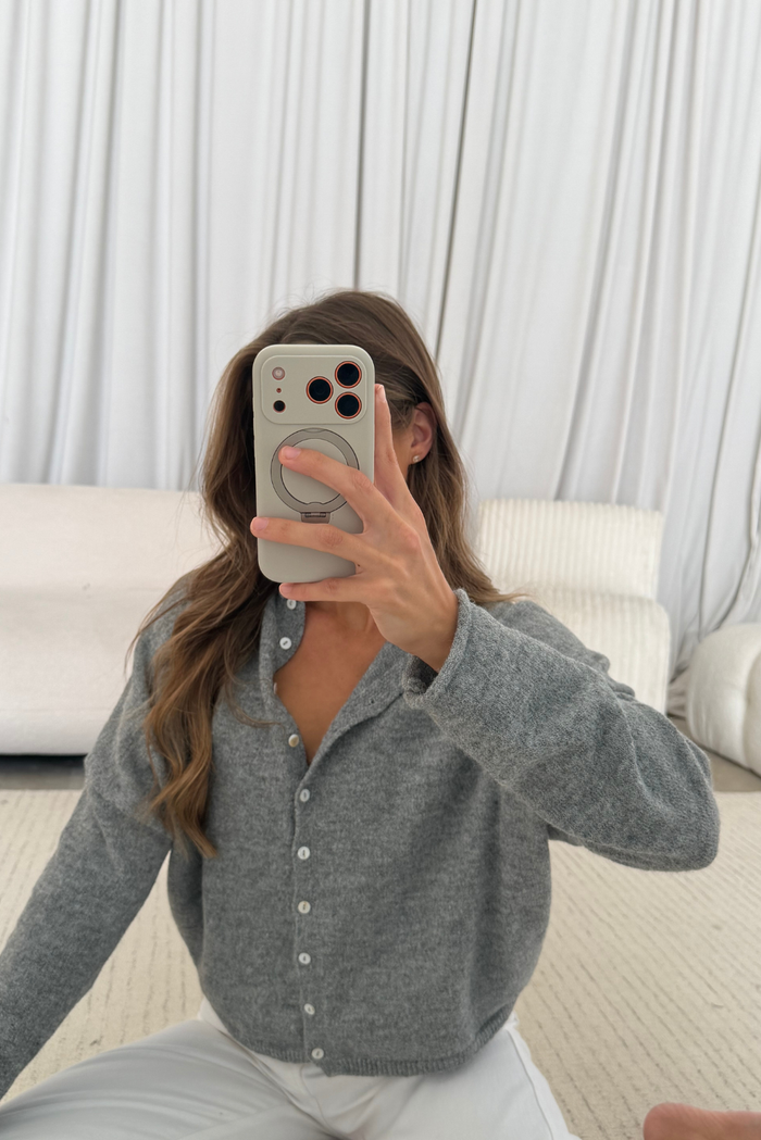 Piper Cardigan Top in Heather Grey