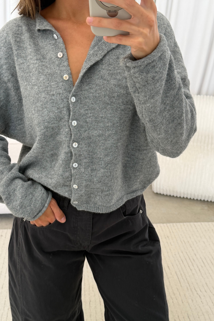 Piper Cardigan Top in Heather Grey