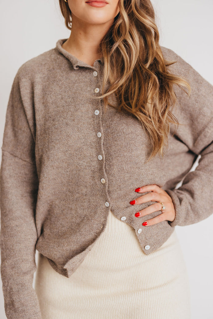Piper Cardigan Top in Mocha