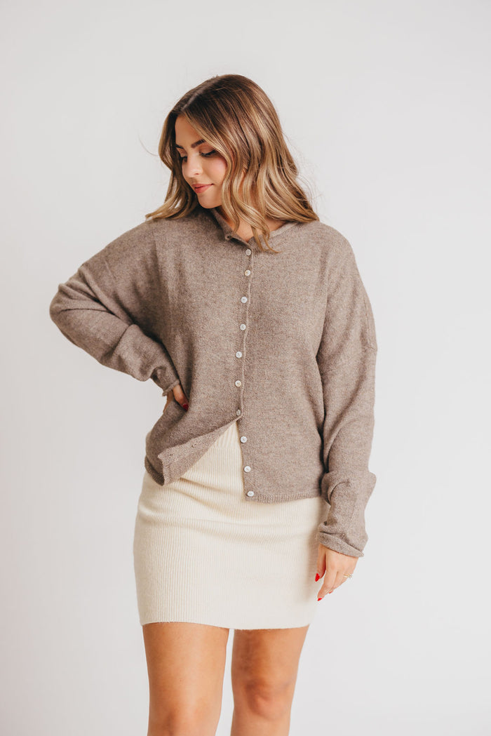 Piper Cardigan Top in Mocha