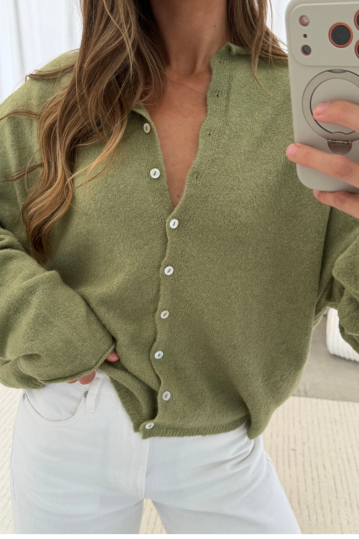 Piper Cardigan Top in Sage