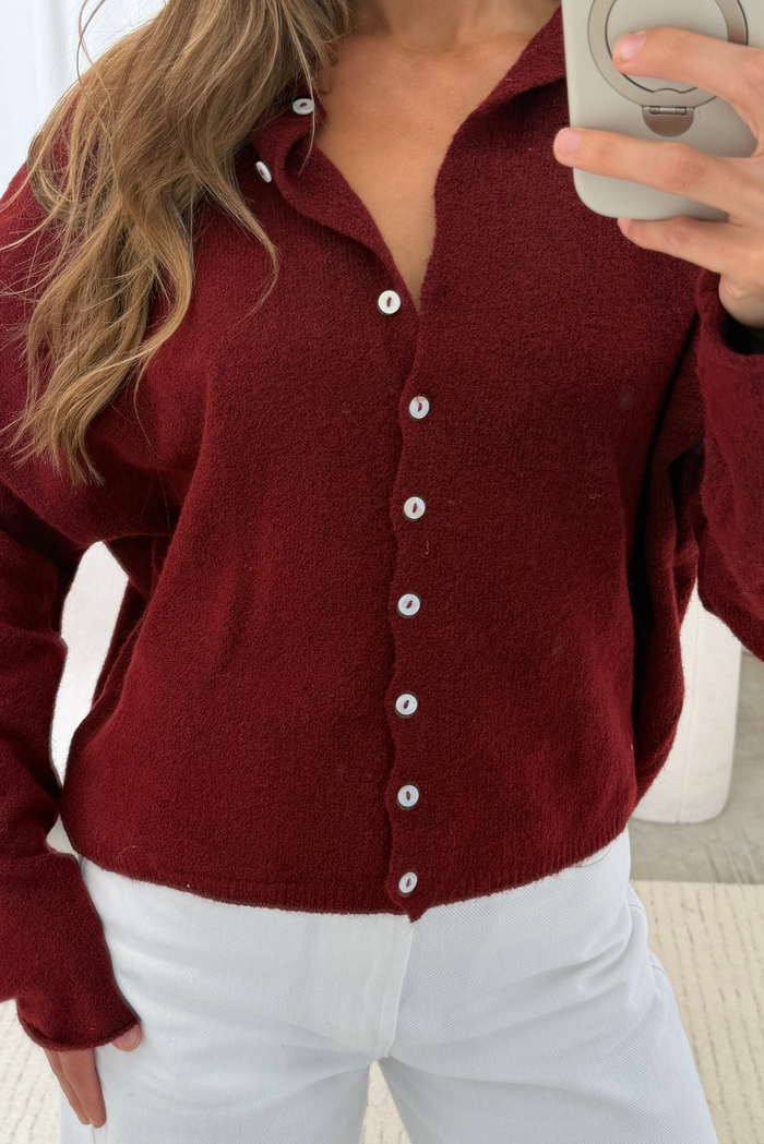 Piper Cardigan Top in Wine