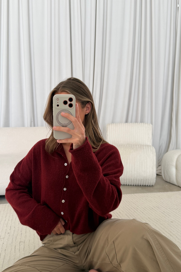 Piper Cardigan Top in Wine