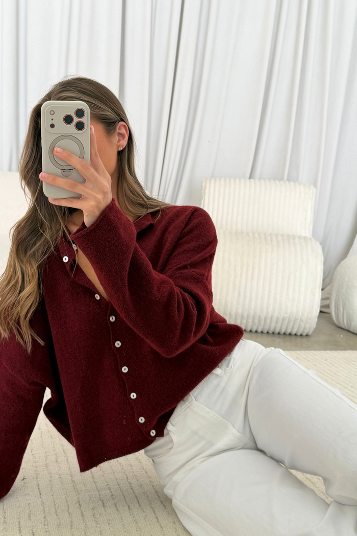 Piper Cardigan Top in Wine
