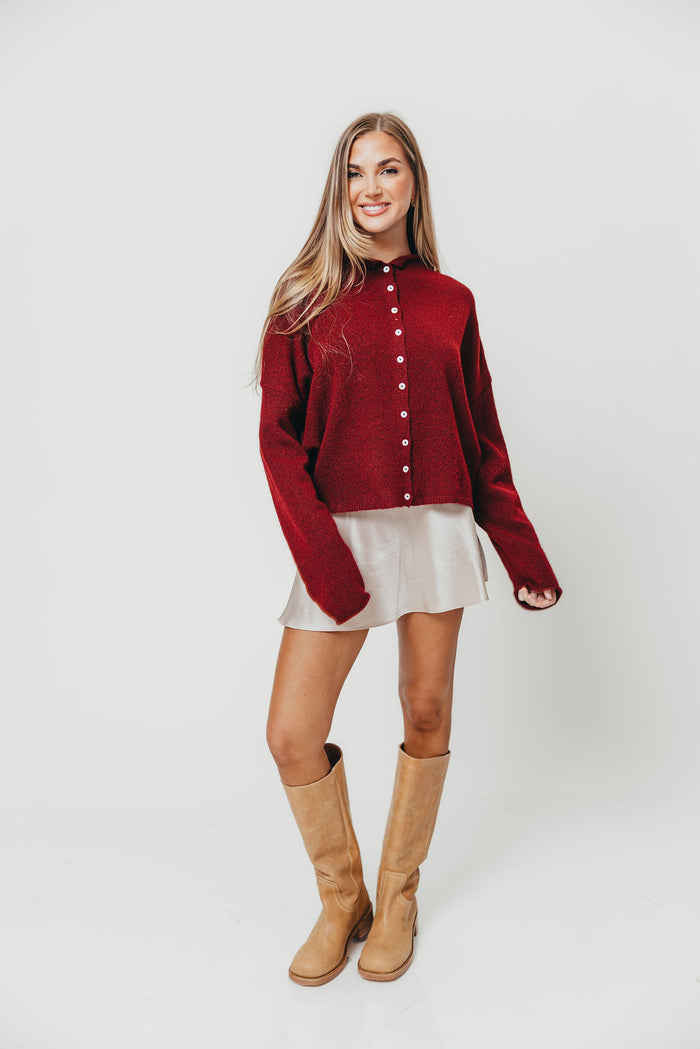 Piper Cardigan Top in Wine