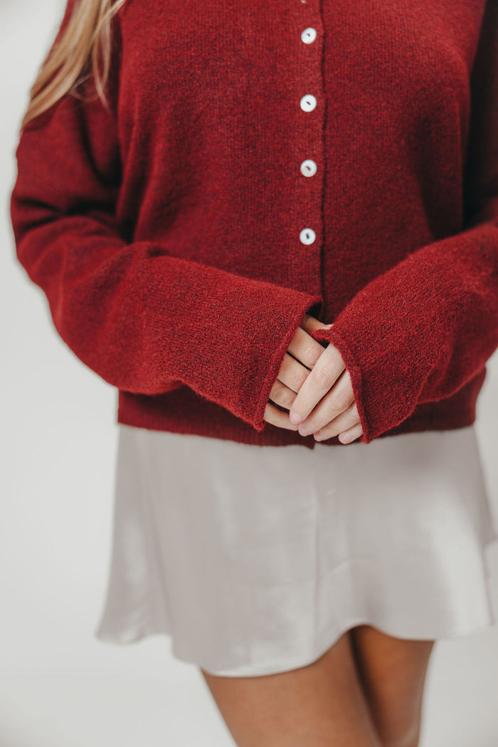 Piper Cardigan Top in Wine