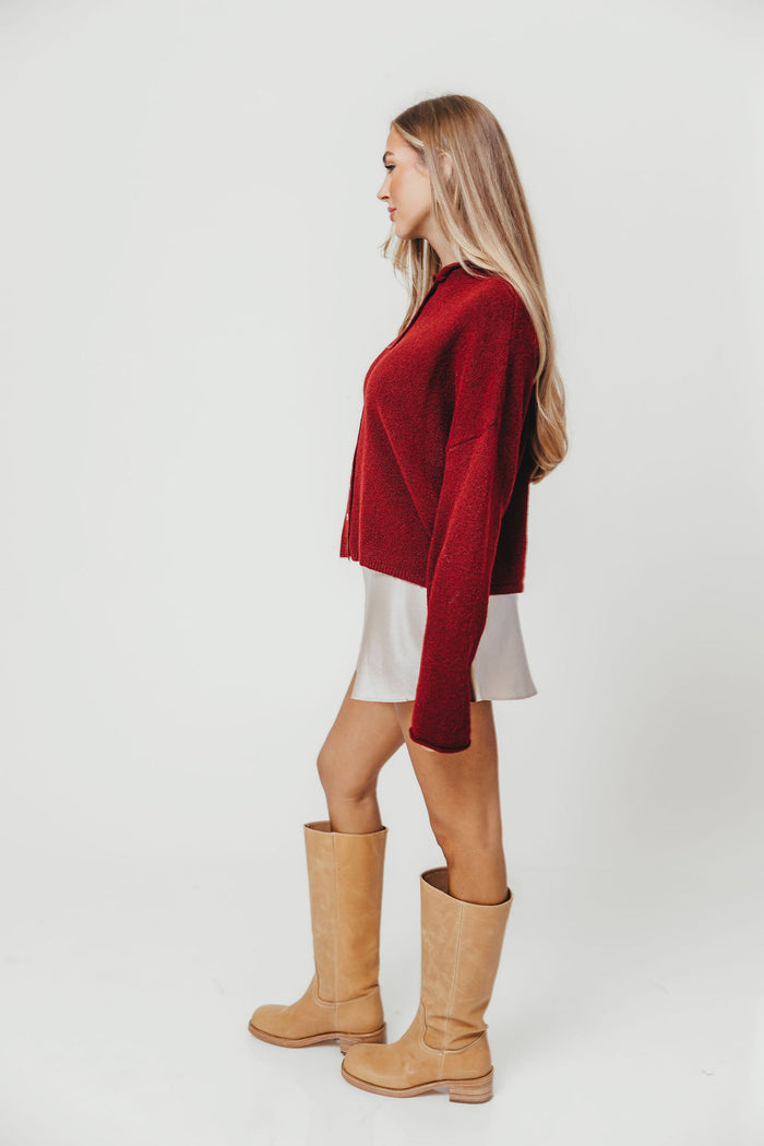 Piper Cardigan Top in Wine