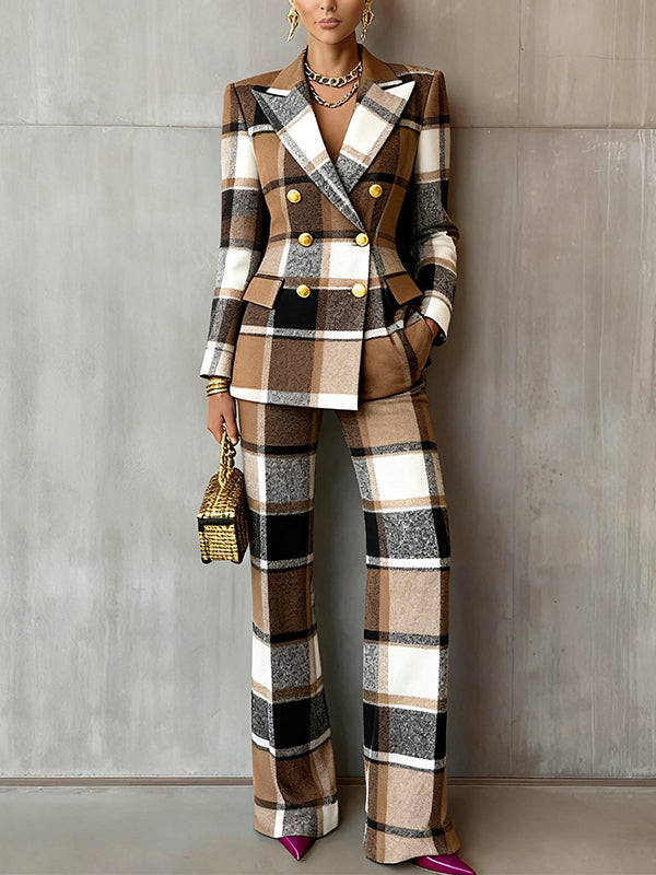 Plaid Blazer & Pants Set
