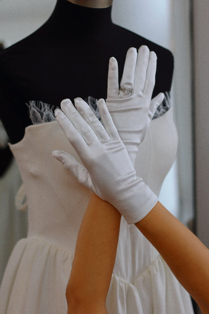 Plain Satin Bridal Gloves