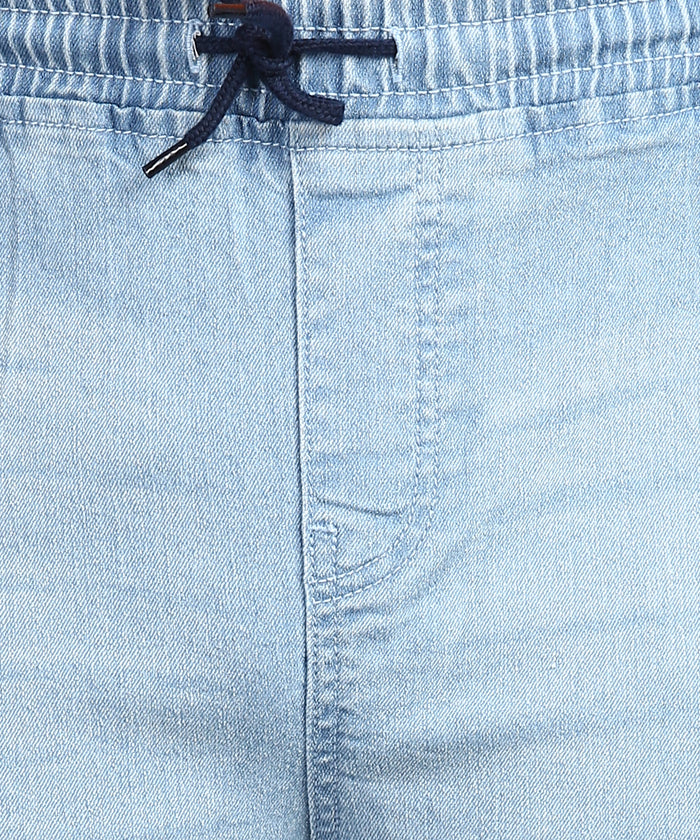 Plus Men's Light Blue Regular Fit Washed Jogger Jeans Stretchable