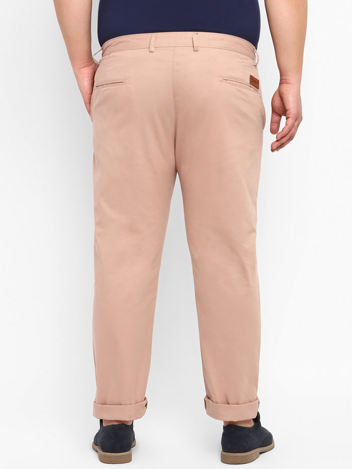 Plus Men's Purple Cotton Regular Fit Casual Chinos Trousers