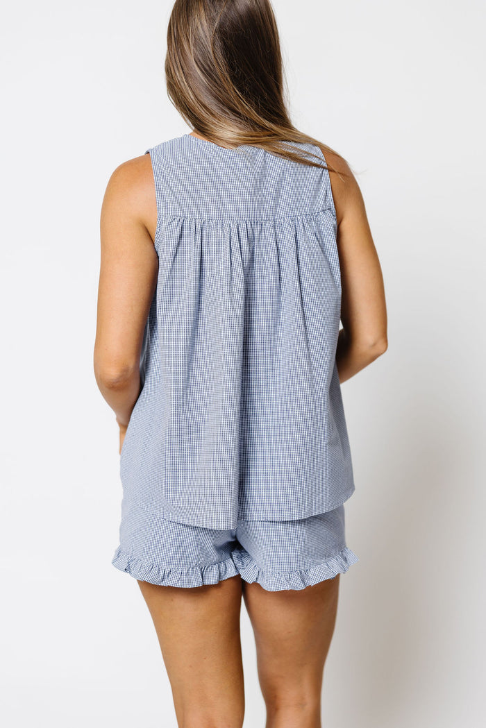 Polly 100% Cotton Gingham Set in Blue