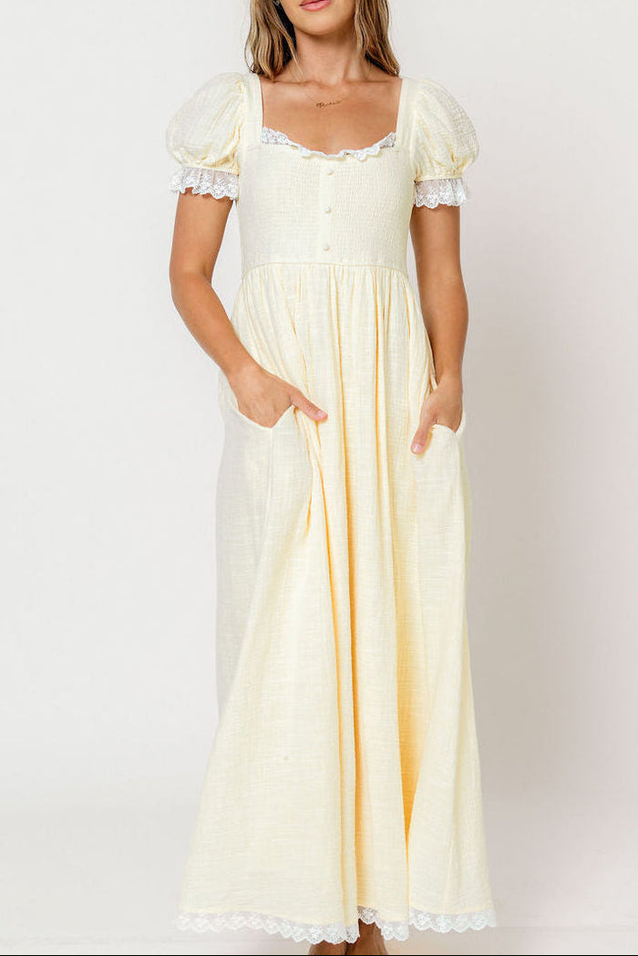 Porter 100% Cotton Maxi Dress in Butter Yellow - Inclusive Sizing *8/31 PRE-ORDER*
