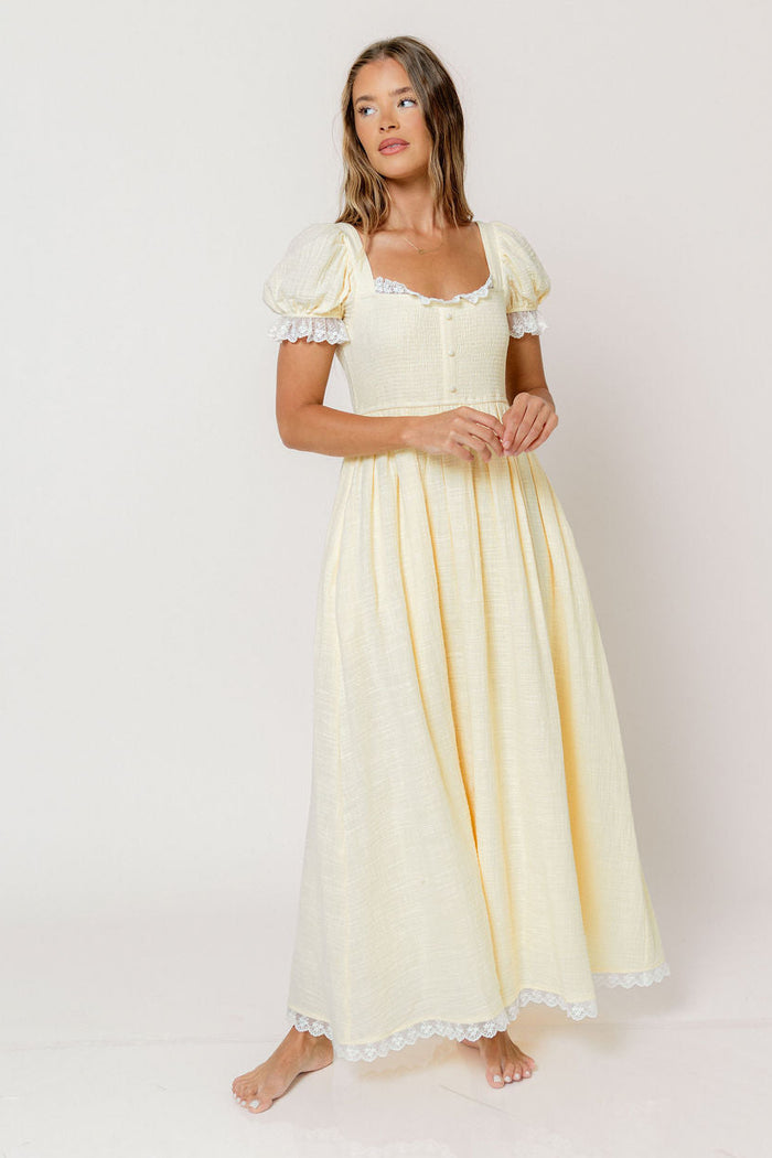 Porter 100% Cotton Maxi Dress in Butter Yellow - Inclusive Sizing *8/31 PRE-ORDER*