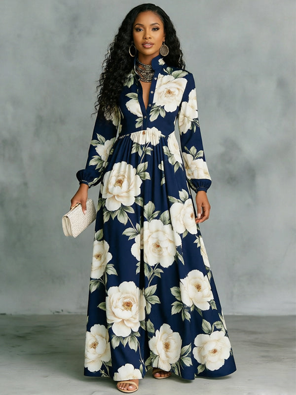 Printed Button-Front Shirt Dress