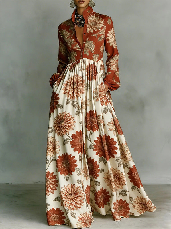 Printed Button-Front Shirt Dress