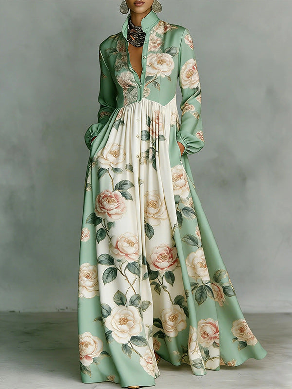 Printed Button-Front Shirt Dress