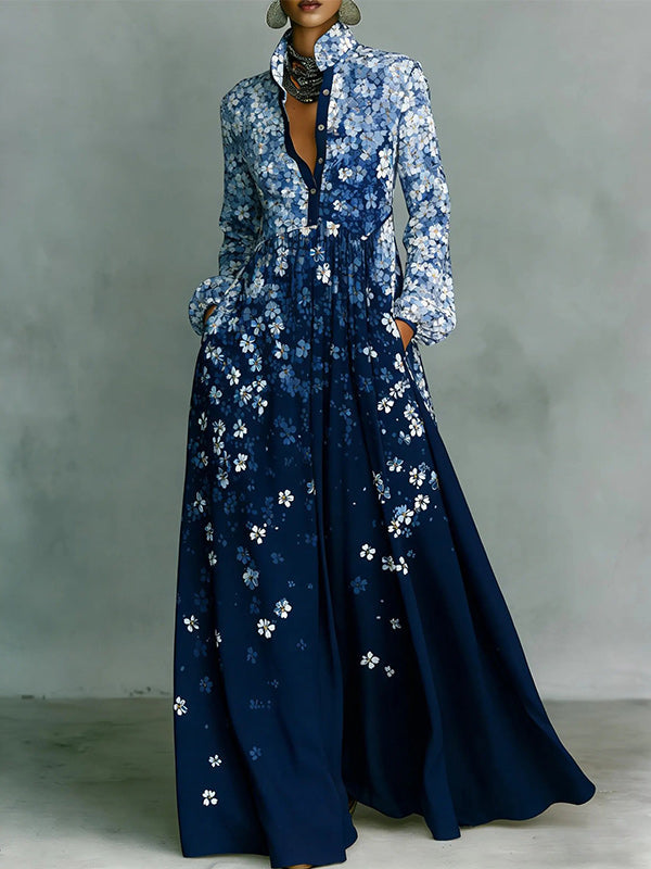 Printed Button-Front Shirt Dress