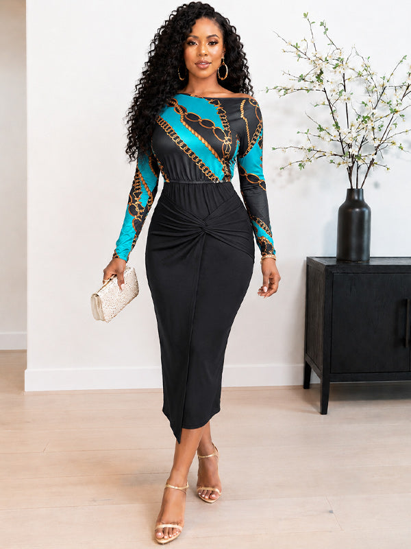 Printed Combo Bodycon Dress
