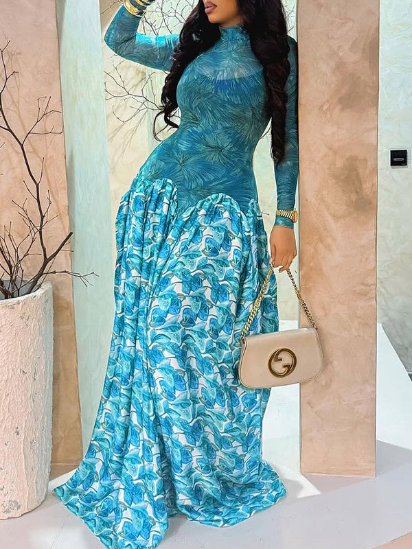 Printed Combo Maxi Dress