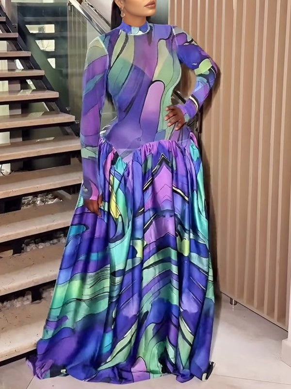 Printed Combo Maxi Dress