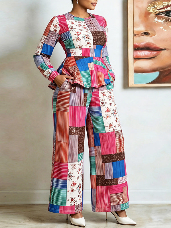 Printed Peplum Two-Piece Set