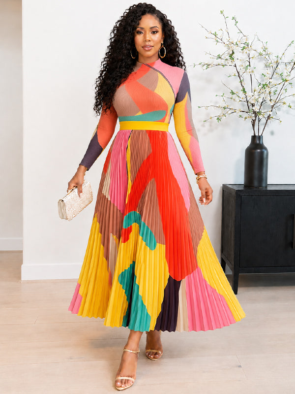Printed Pleated Dress