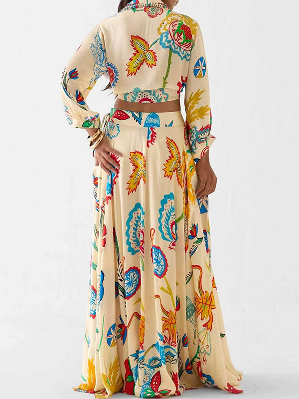 Printed Shirt & Skirt Set