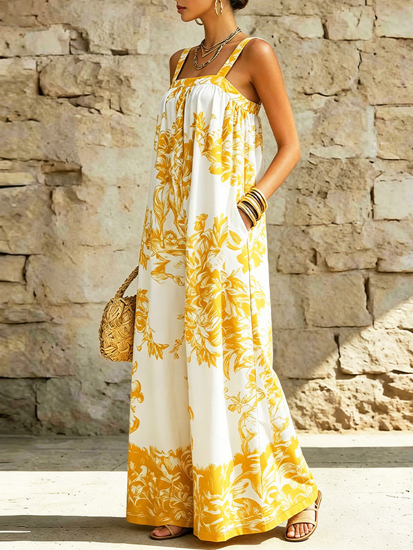 Printed Sleeveless Wide-Leg Jumpsuit