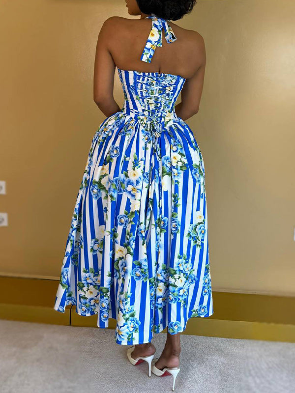 Printed Tied Halter Dress