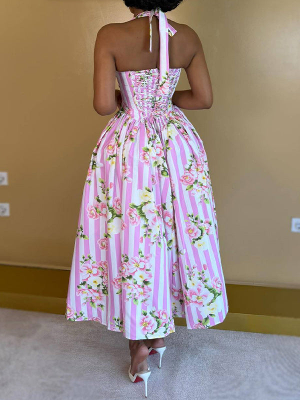 Printed Tied Halter Dress