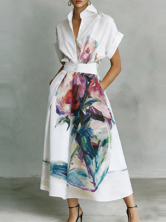 Printed Tied Shirt Dress