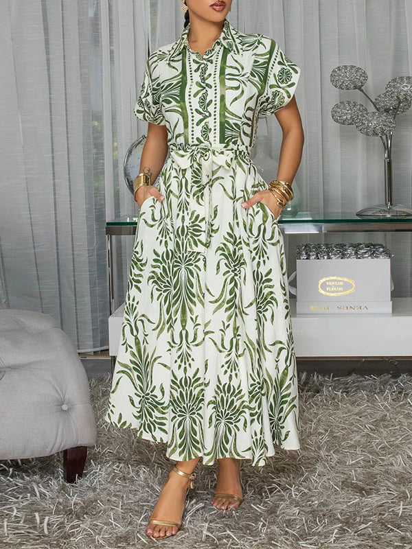 Printed Tied Shirt Dress