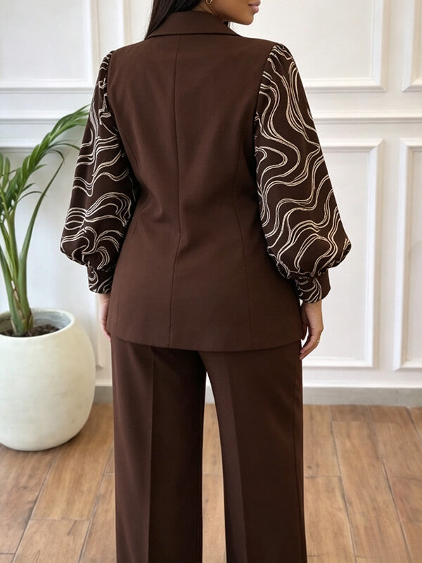 Puff-Sleeve Blazer & Pants Set