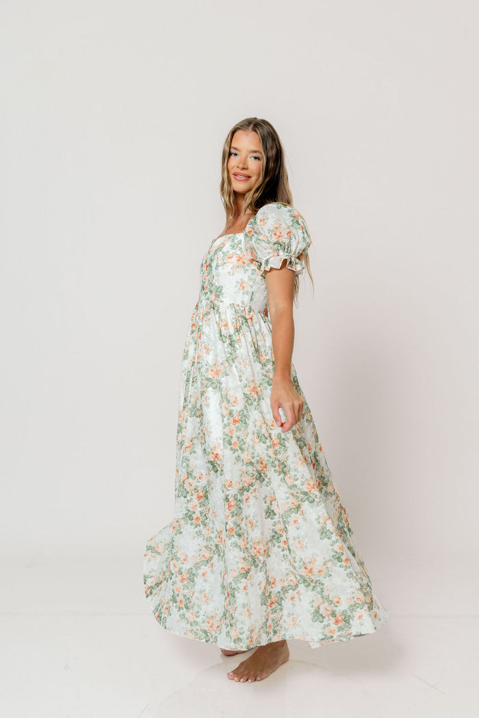 Raelynn Floral Maxi Dress in Cream/Dusty Peach