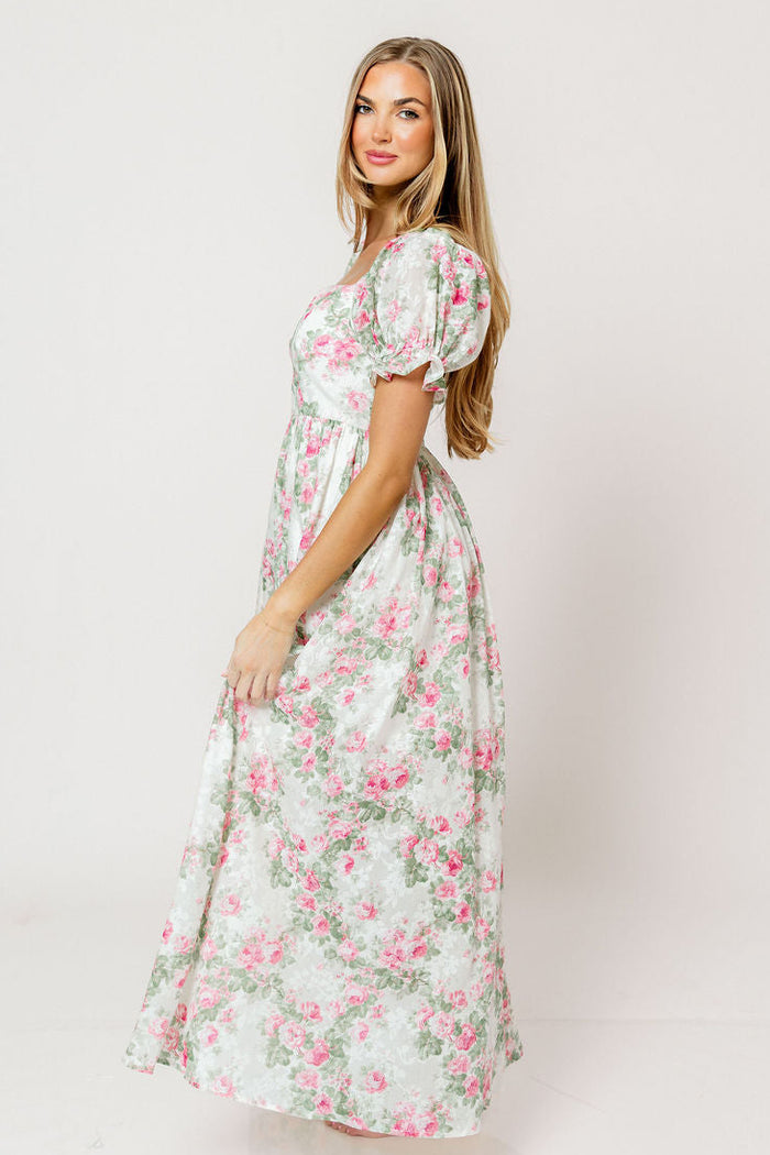 Raelynn Floral Maxi Dress in Cream/Dusty Rose
