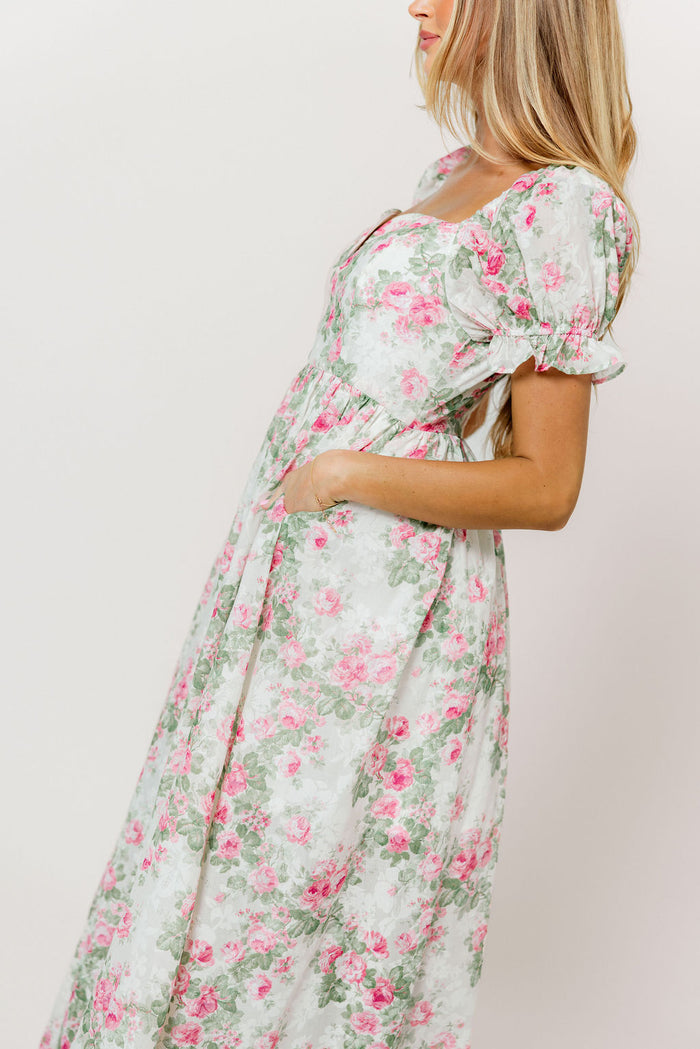 Raelynn Floral Maxi Dress in Cream/Dusty Rose