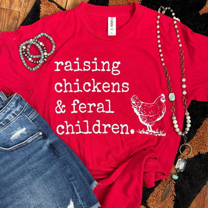 FestiviTees Women - Apparel - Shirts - T-Shirts Raising Chickens & Feral Children Soft Graphic Tee