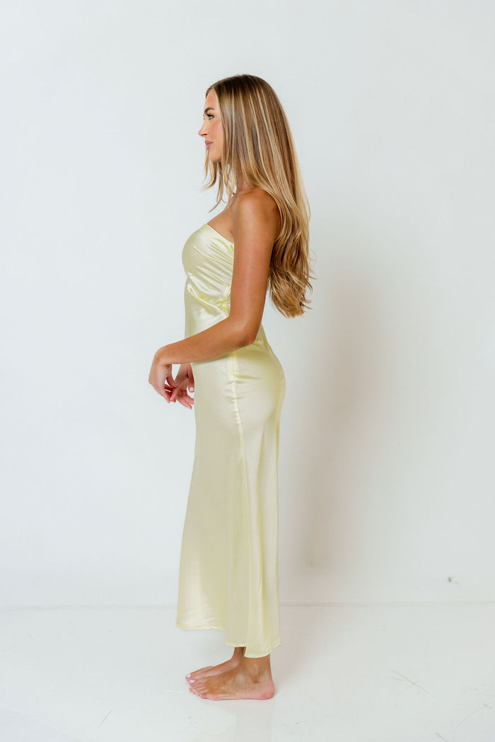 Raquel Strapless Maxi Dress in Light Yellow