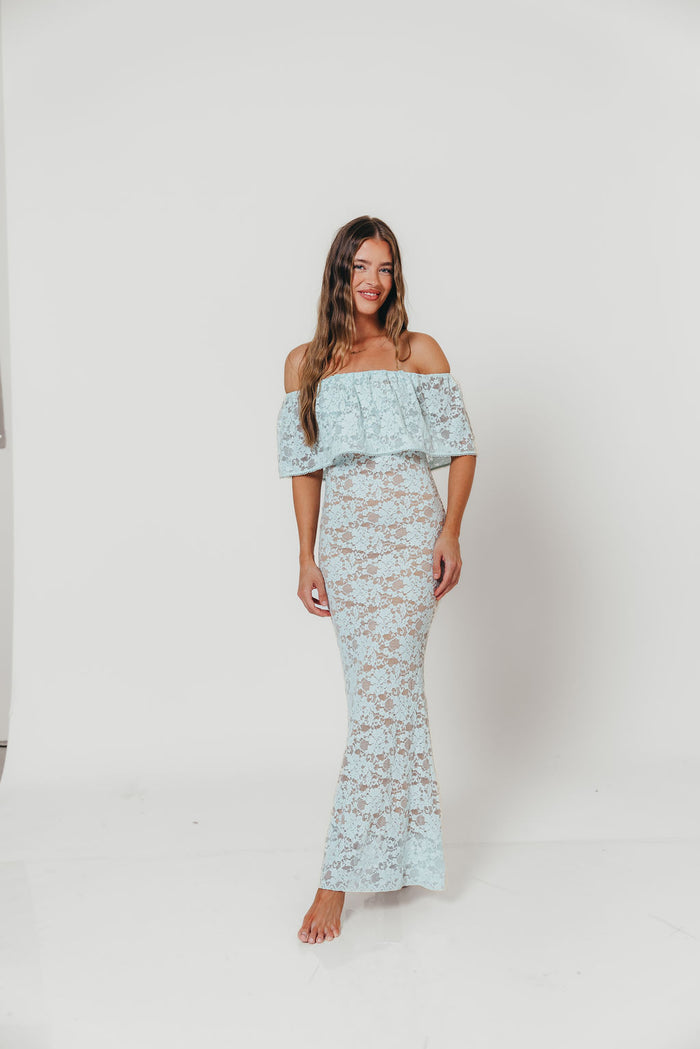 Reverie Lace Maxi Dress in Pale Blue