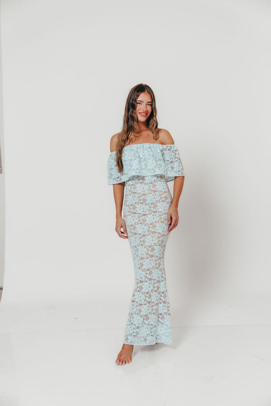 Reverie Lace Maxi Dress in Pale Blue