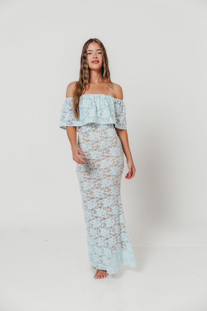 Reverie Lace Maxi Dress in Pale Blue