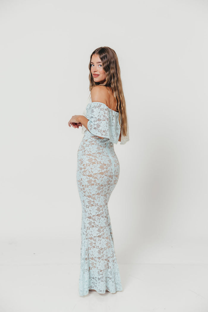 Reverie Lace Maxi Dress in Pale Blue